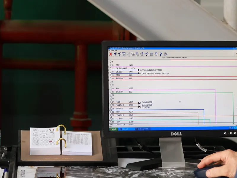 Wiring diagram on the workshop's diagnostic computer